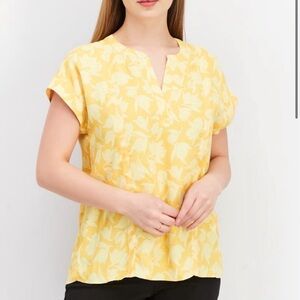 JOIE Yellow Floral Solace Split Back Blouse